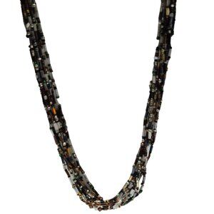 Vintage Boho Seed Beaded Multi Strand Chunky Necklace Fashion Jewelry Statement